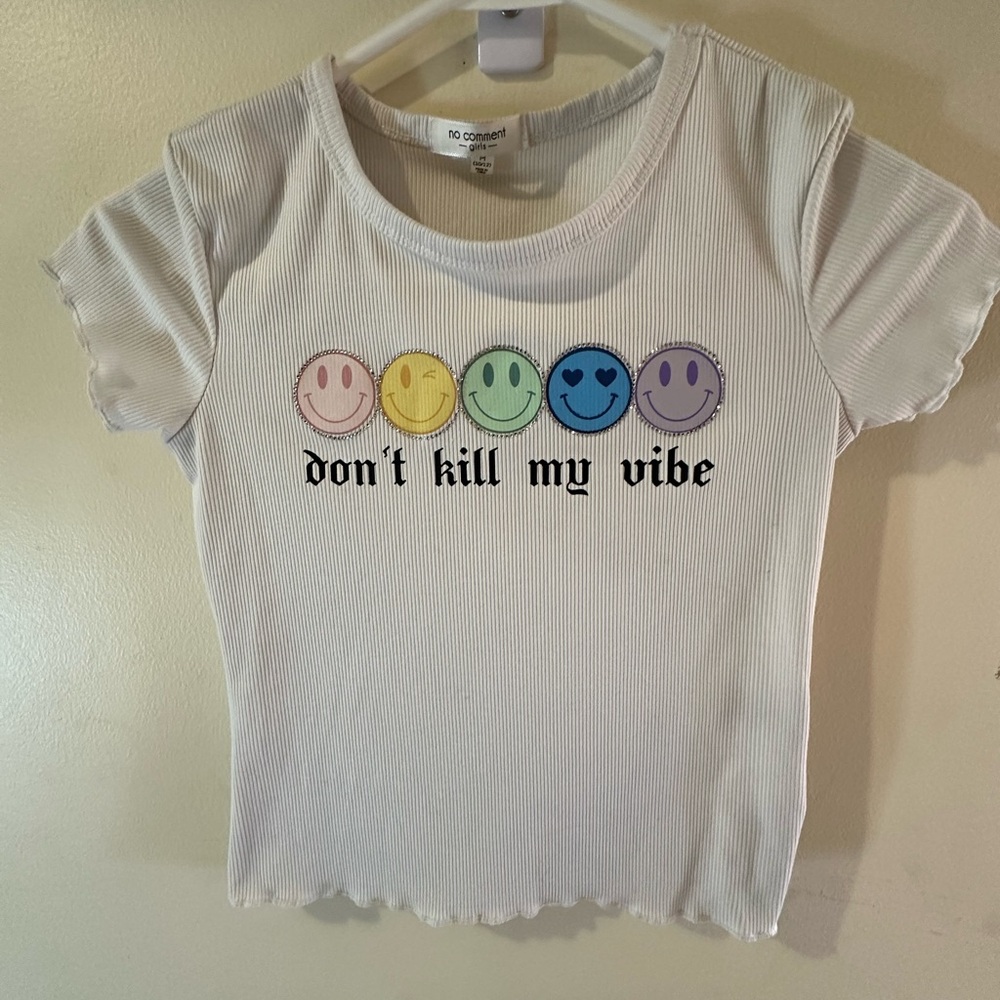 White Smiley Face Kids Shirt **pet friendly home**